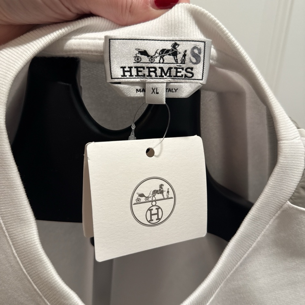Hermes WHITE/GREY mens Run H crewneck sweatshirt - Picture 3 of 9